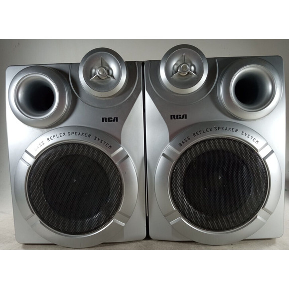 Bookshelf Speakers RCA Bass Reflex RS2653 Silver Pair 50 Watts 8 Ohms - Picture 1 of 5